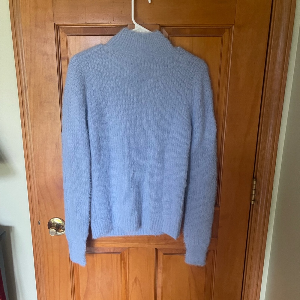 Periwinkle mock neck fuzzy sweater